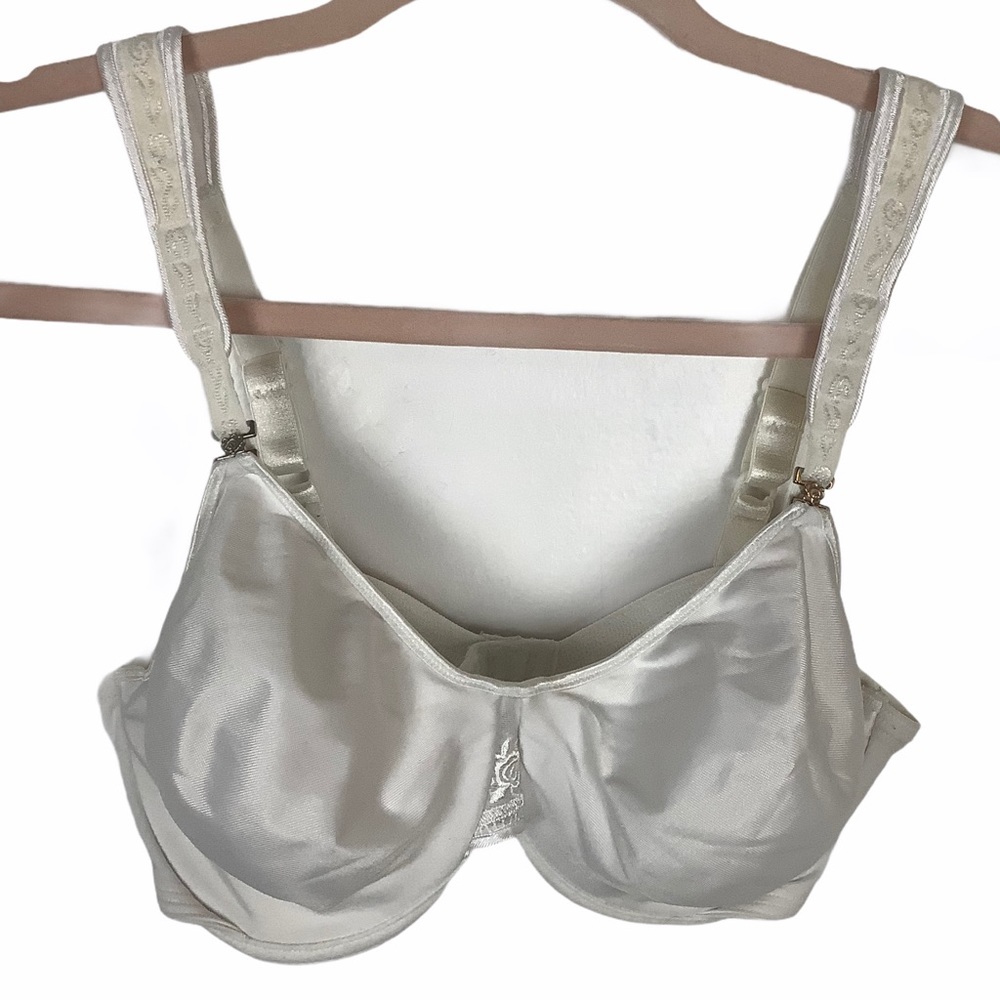 Bali Double Adjustable Wide Strap Bra Women 34D White Floral Detail Discontinued
